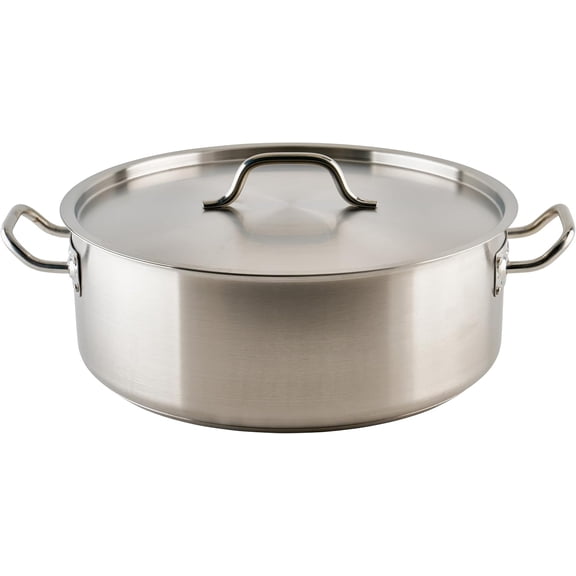 Winco Commercial-Grade Stainless Steel Brazier with Lid, 20 Quart