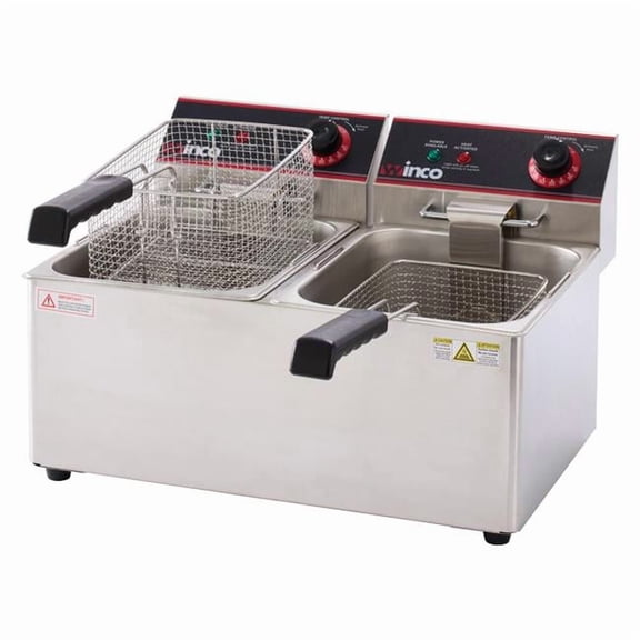 Winco EFT-32 Electric Twin Well Deep Fryer, 32 lbs