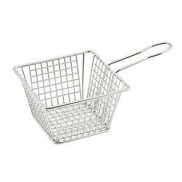 2PCS Deep Fryer Basket With Non-Slip Handle Heavy Duty Nickel Plated Iron  Construction 13 1/4 x 6 1/2 x 6 Commercial Use