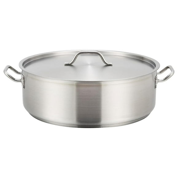 Winco -Grade Stainless Steel Brazier with Lid, 10 Quart