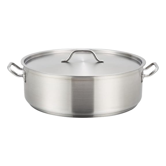Winco -Grade Stainless Steel Brazier with Lid, 15 Quart