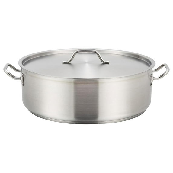Winco -Grade Stainless Steel Brazier with Lid, 20 Quart