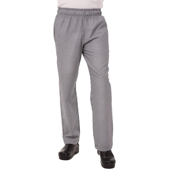 Chef Works Chef Pants, Checkered Baggy Pants for Men with Elastic Waistband and Pockets, Small