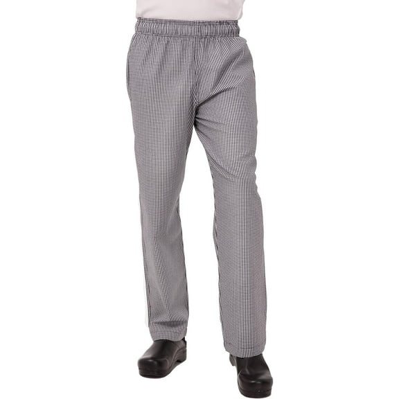 Chef Works Chef Pants, Checkered Baggy Pants for Men with Elastic Waistband and Pockets, Small