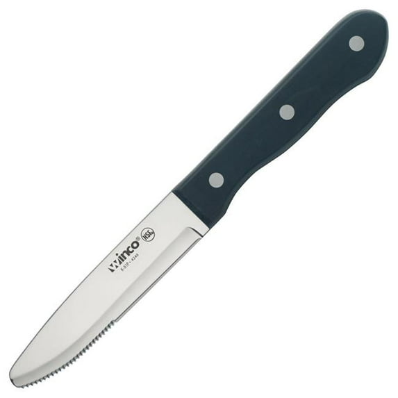 Winco K-81P Jumbo Steak Knives, 4.75 in. Blade, Round Tip, Solid Pom Handle, 6 Piece