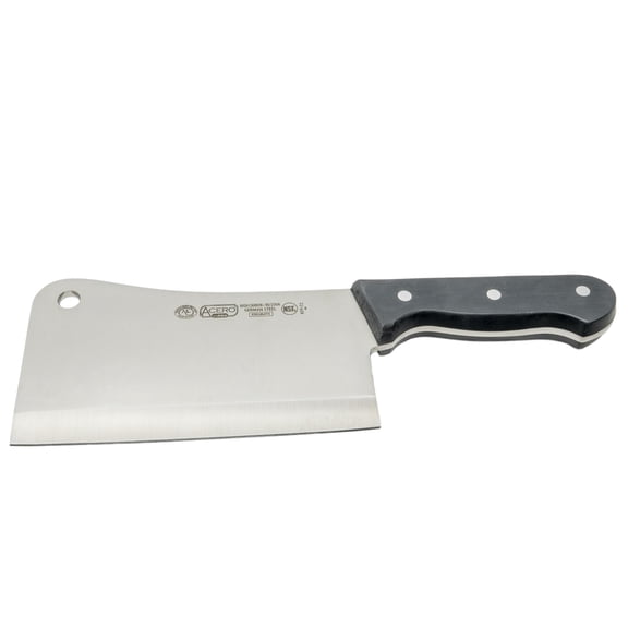 Winco KFP-72, 7'' Black Steel Acero Cleaver With Hanging Hole, POM Handle, NSF, Meat Cleaver Knife Y101