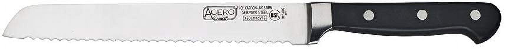 Acero 8" Black Handle High Carbon Steel Serrated Bread Knife