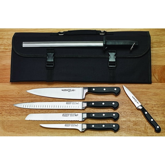 Winco KFP-KITA, 7-Piece Cutlery Set, Knife Kit with Sharpening Steel