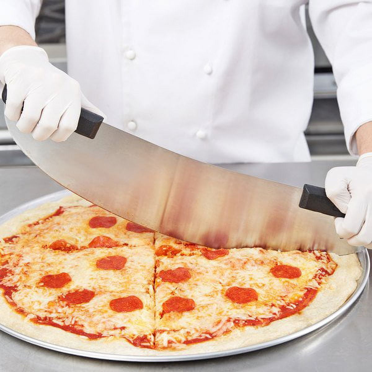 20-Inch Stainless Steel Rocker Pizza Knife with Black Plastic Handle