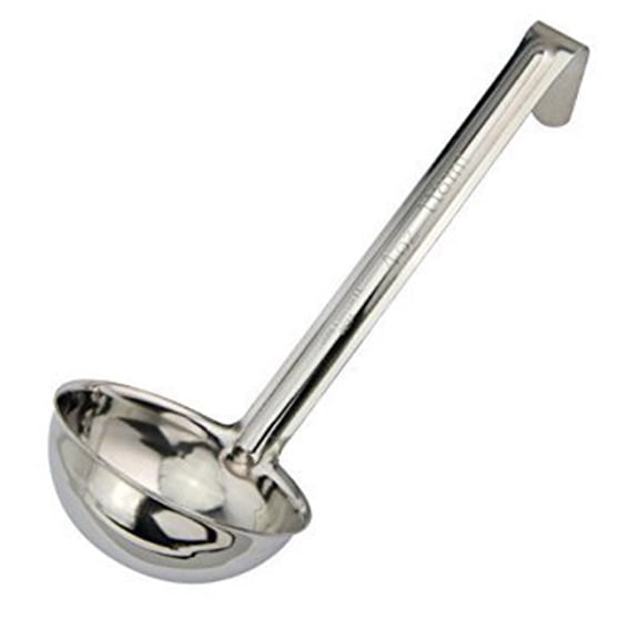 Winco LDI-40SH, 4 Oz Stainless Steel Soup Ladle with 6-Inch Handle, One Piece Sauce Portioner, Solid Serving Spoon, NSF