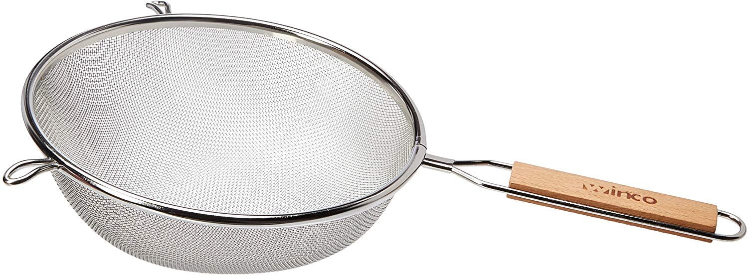 8-Inch Stainless Steel Fine Mesh Strainer with Wooden Handle
