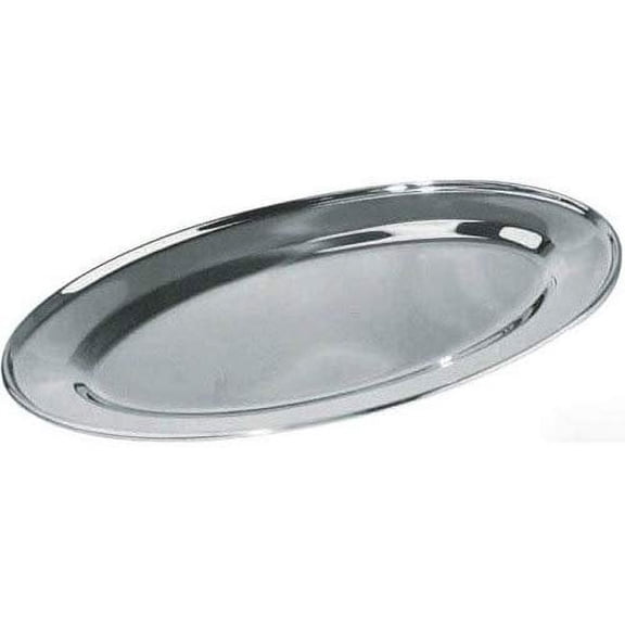 Winco OPL-22 Oval Platter, Stainless Steel - 21.75 x 14.5 in.