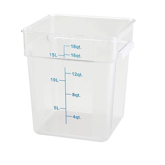 Winco PC Square Storage Container, 18quart,Clear