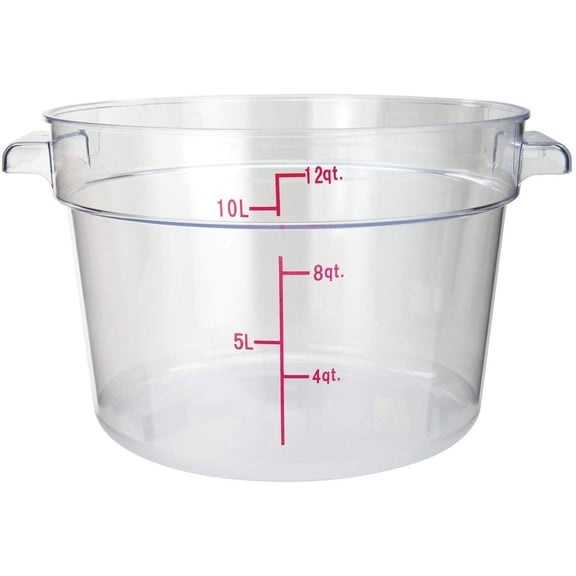 Winco PCRC-12 Food Storage Container, 12 Qt., Round, Clear, Polycarbonate - Round Food Storage