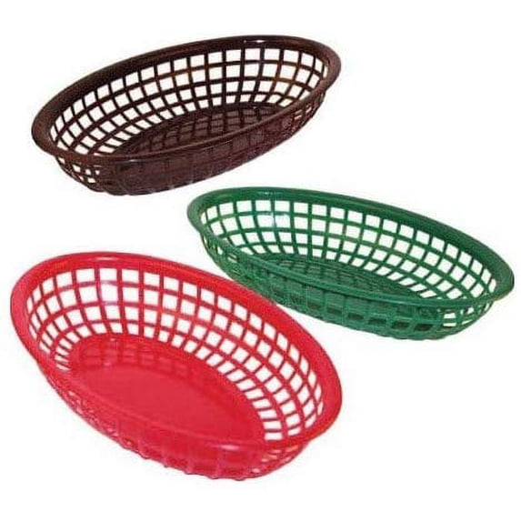 Winco PFB-10R, 9.5-Inch Red Oval Plastic Fast Food Basket, 1 Dozen