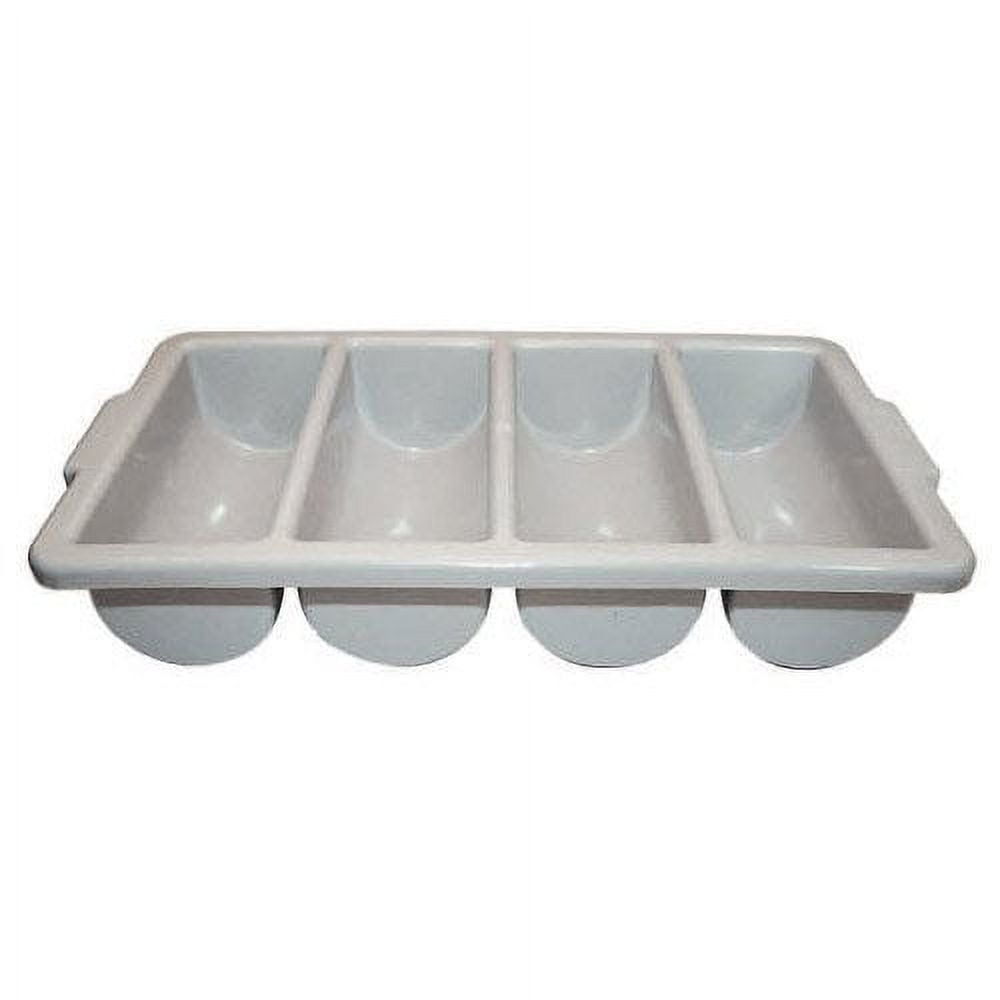 Gray BPA-Free Plastic 4-Compartment Cutlery Bin