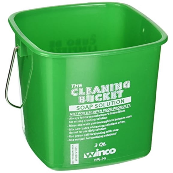 winco ppl-3g cleaning bucket, 3-quart, green soap solution