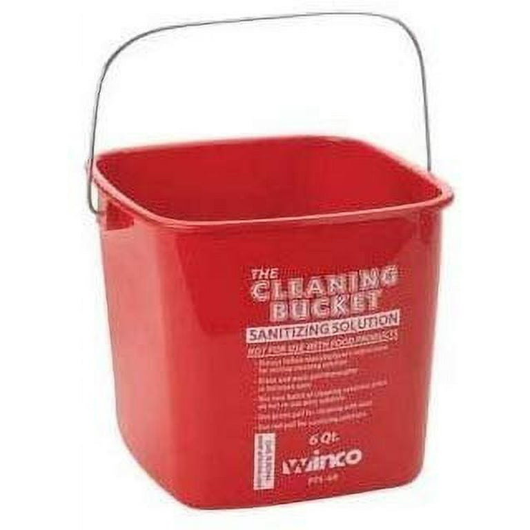 Winco PPL-6R Cleaning Bucket, 6-Quart, Red Sanitizing Solution by