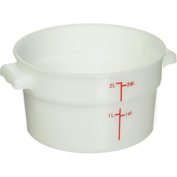 Winco PPRC-2W, 2-Quart Polypropylene Round Storage Container, White, NSF