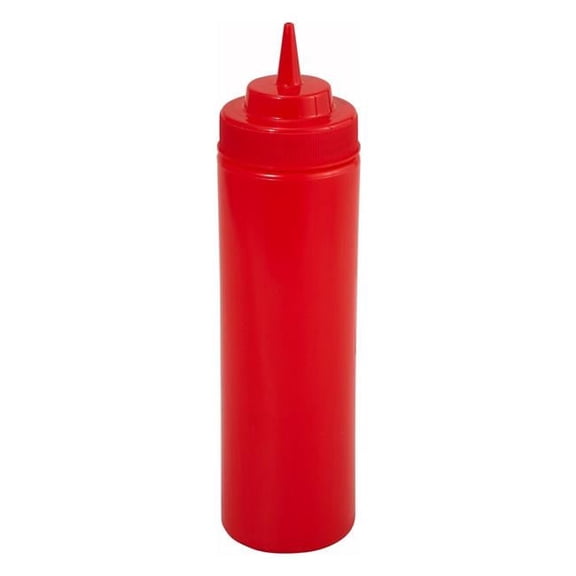Winco - PSW-12R - 12 oz Red Wide Mouth Squeeze Bottle