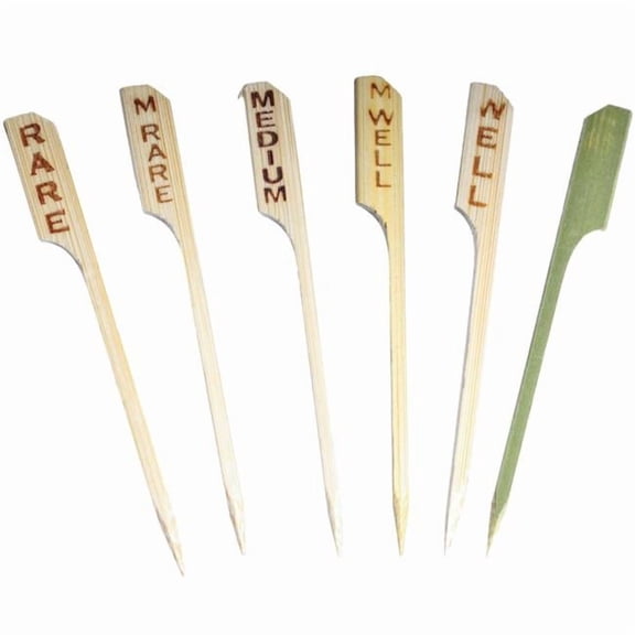 Winco D-120 Rare Bamboo Steak Marker, 100 Bags Per Case