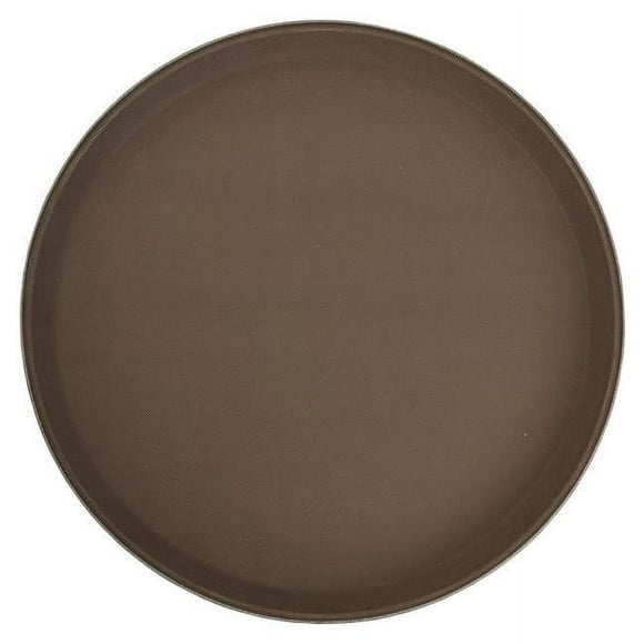 Winco TFG-16N Deluxe Fiberglass Tray, Non-Slip, Round - 16 in., Brown