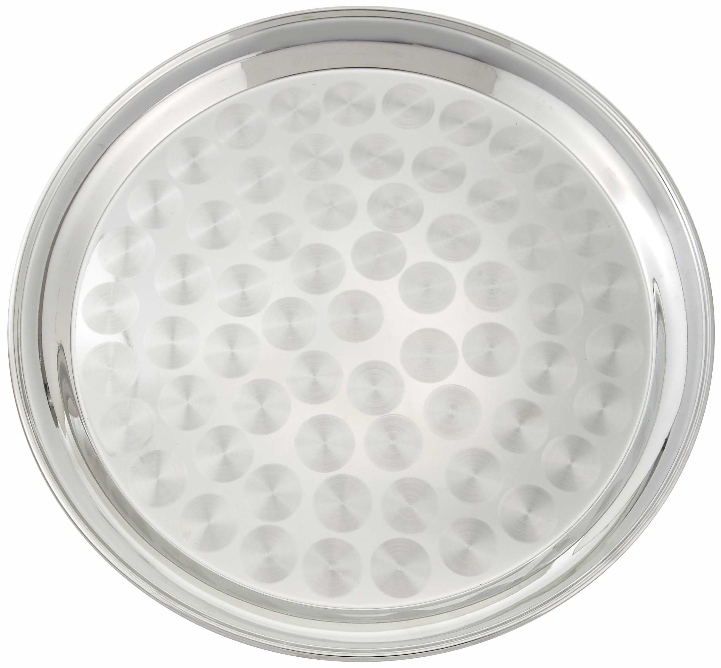 16-Inch Round Stainless Steel Swirl Pattern Serving Tray