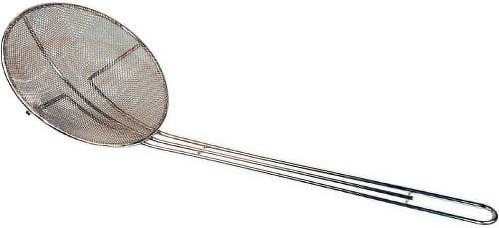 Silver Stainless Steel Round Mesh Skimmer with Long Handle