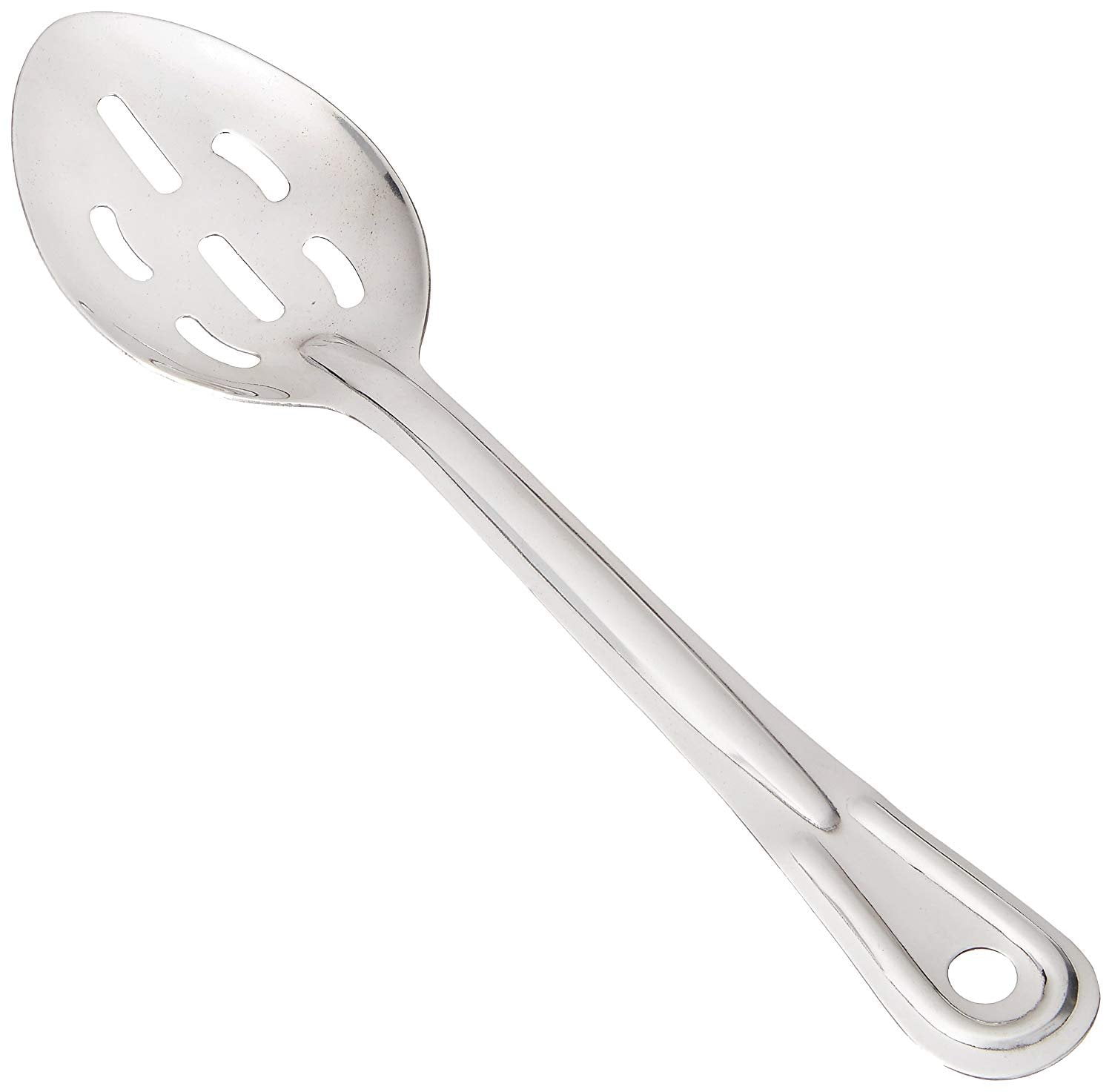 Winco 11-Inch Long Handled Large Metal Serving Spoon, Slotted Stainless ...