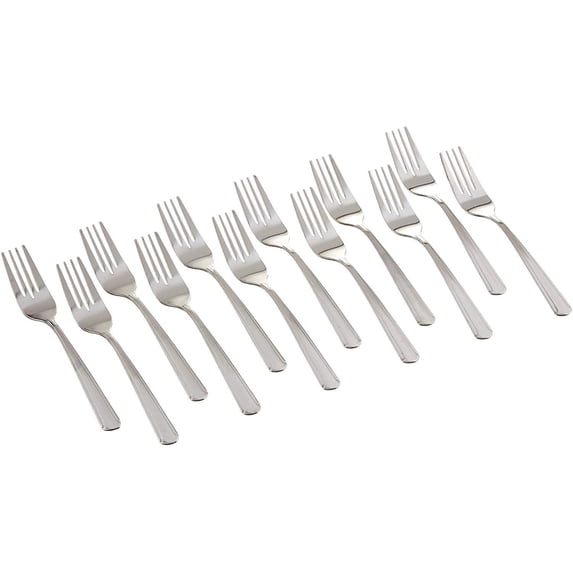 Winco Silver Stainless Steel Dominion Salad Fork, 12 Piece