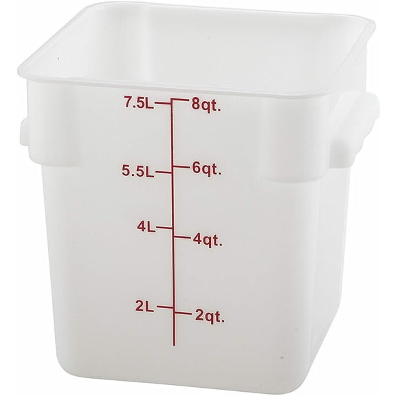 Winco Square Storage Container, 8-Quart, White