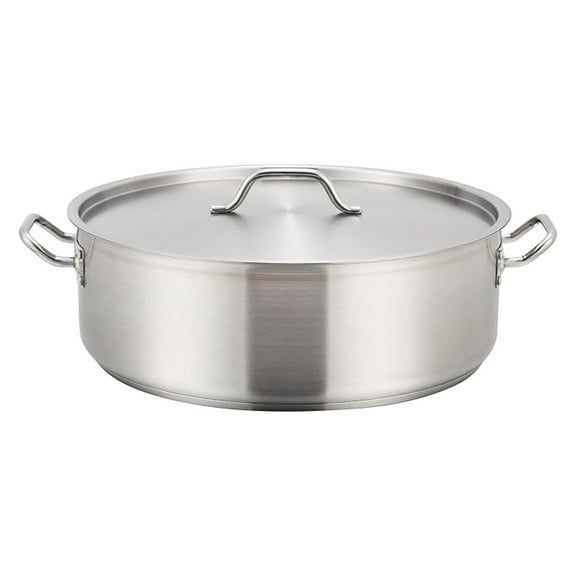 Winco Stainless Steel Brazier with Lid, 10 Quart - Professional Grade Cookware