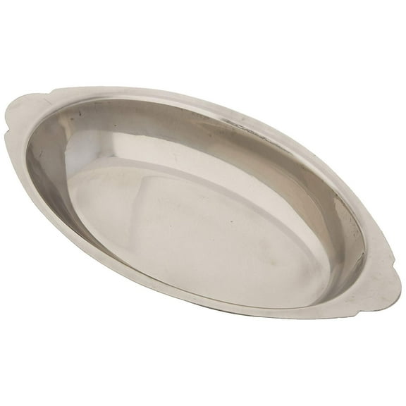 Winco Stainless Steel Oval Au Gratin Dish, 20-Ounce