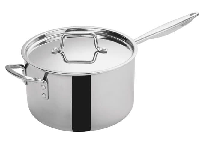 Winco TGAP-7, 7-Quart Tri-Ply Stainless Steel Sauce Pan w/Lid, NSF