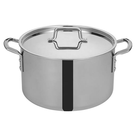 Winco TGSP-16, 16-Quart Tri-Ply Stainless Steel Stock Pot w/Lid, NSF