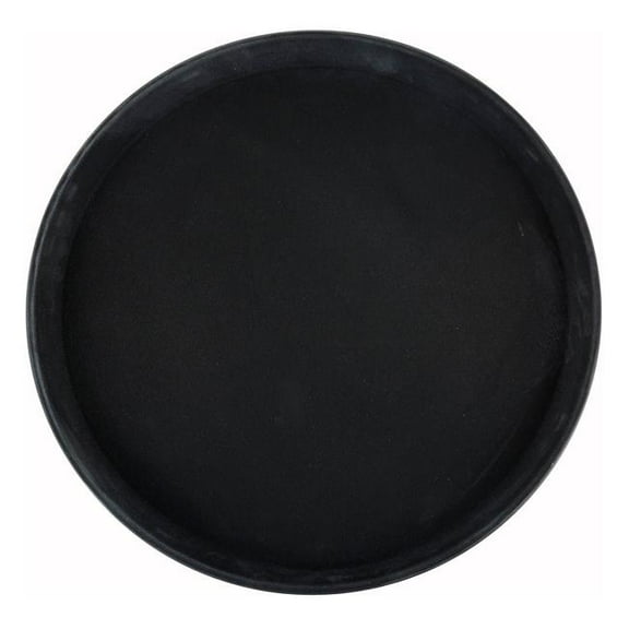 Winco TRH-16K Easy-Hold 16 in. Round Rubber-Lined Plastic Tray, Black