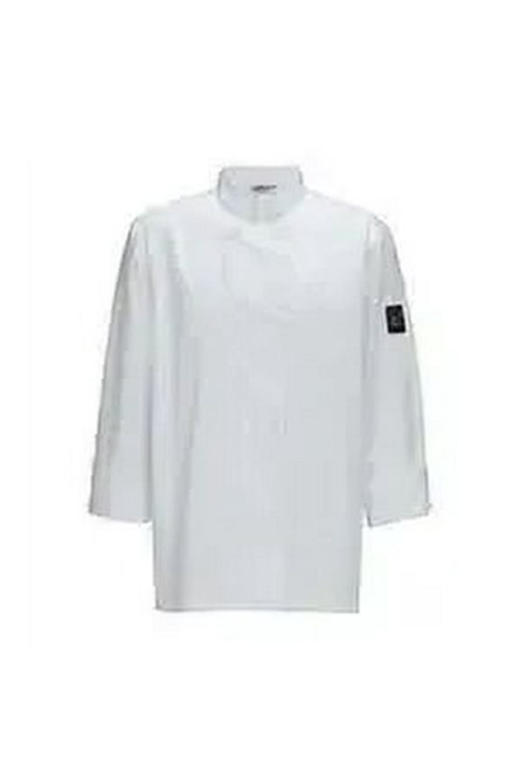 UNF-6WS, Small Men's Long Sleeve Double Breasted Tapered White Chef Coat, Uniform Chef Jacket with Pocket