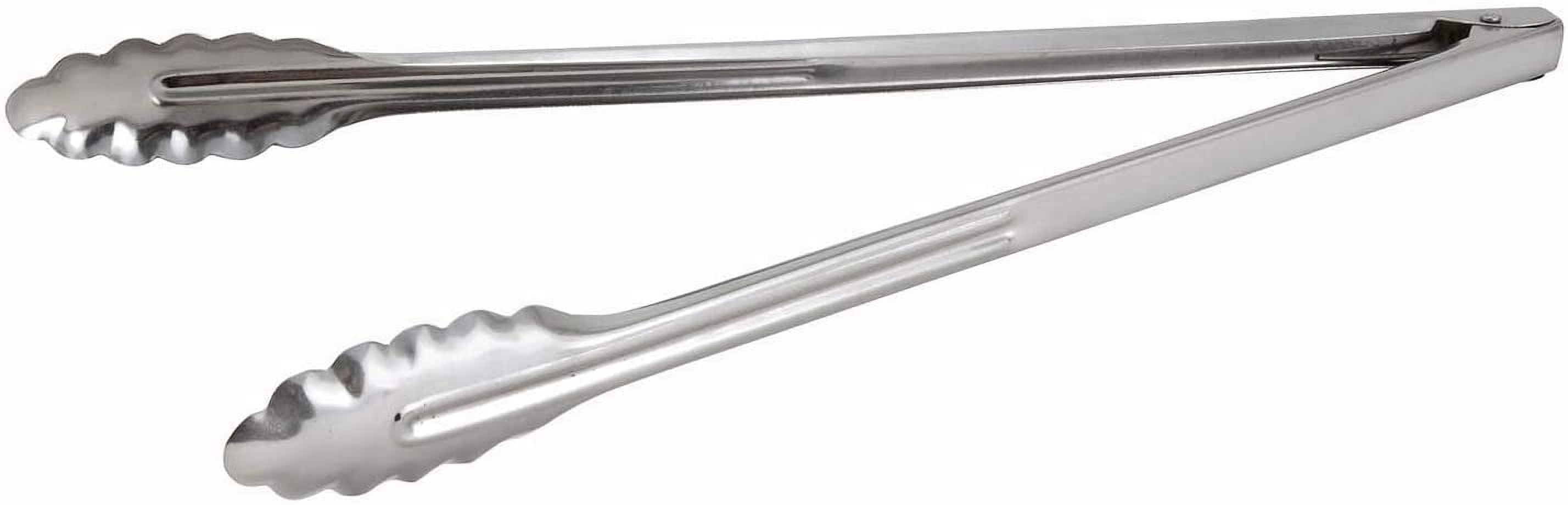 16-Inch Silver Stainless Steel Utility Tongs with Coiled Spring