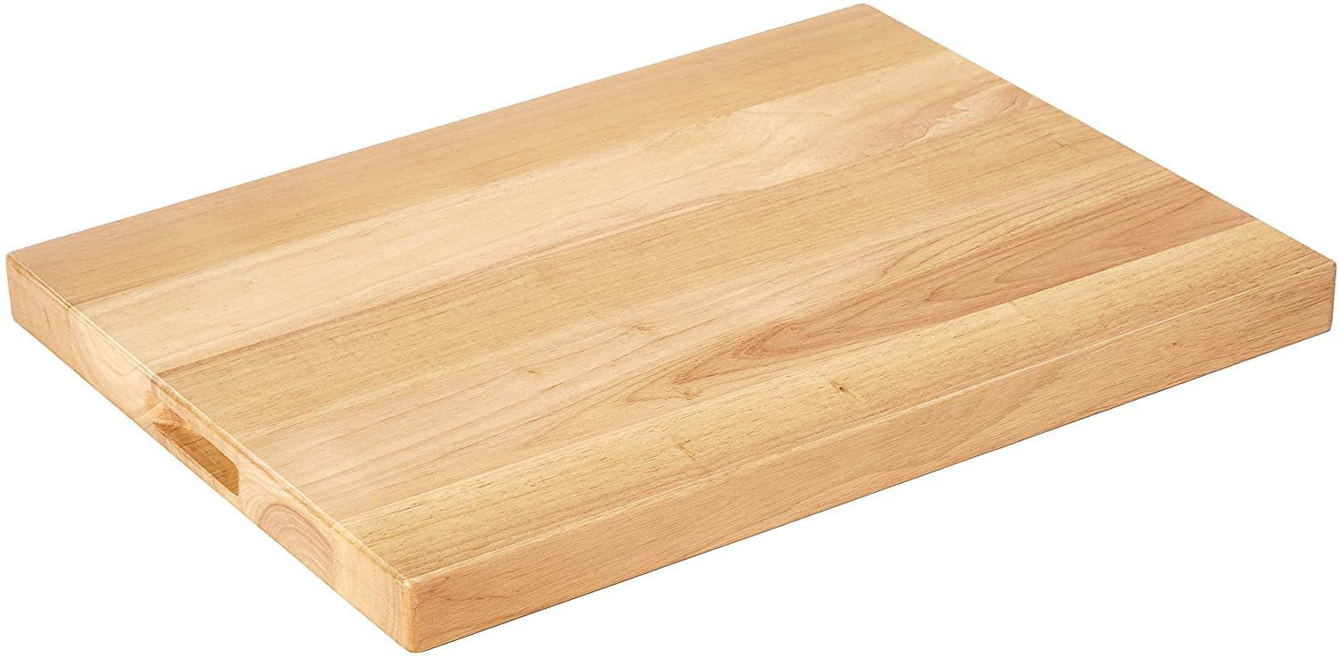 Medium Beige Rubberwood Cutting Board, 18" x 24"