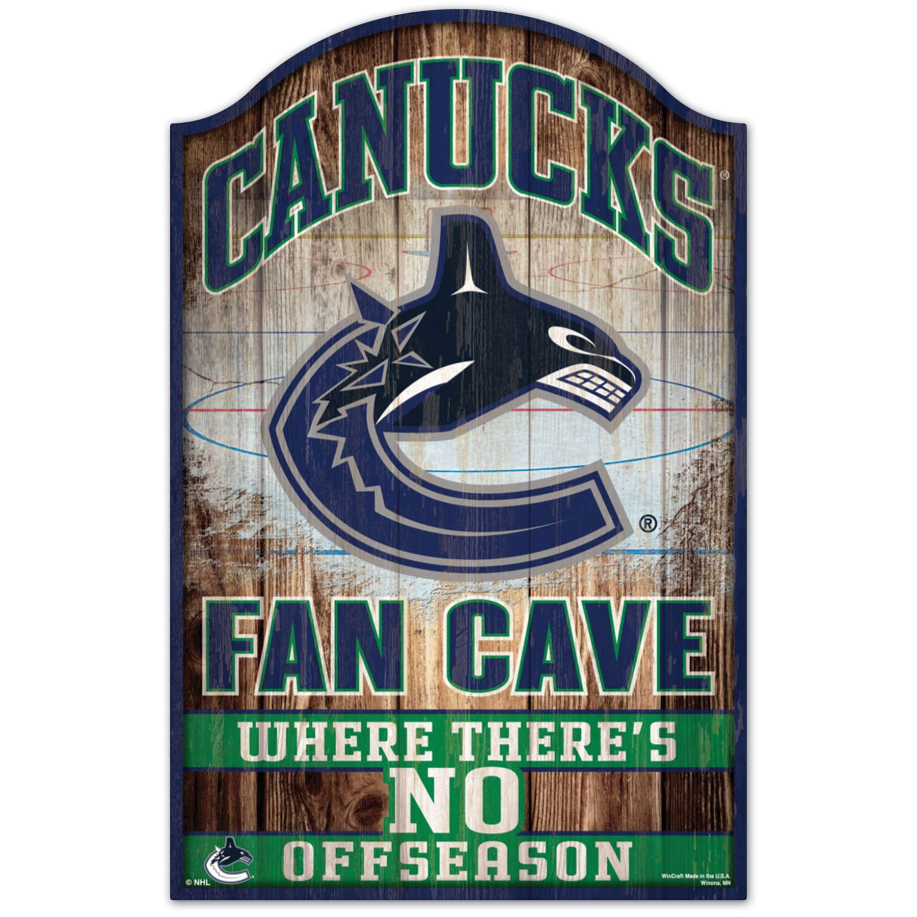 WinCraft Vancouver Canucks 11'' x 17'' Fan Cave Wood Sign