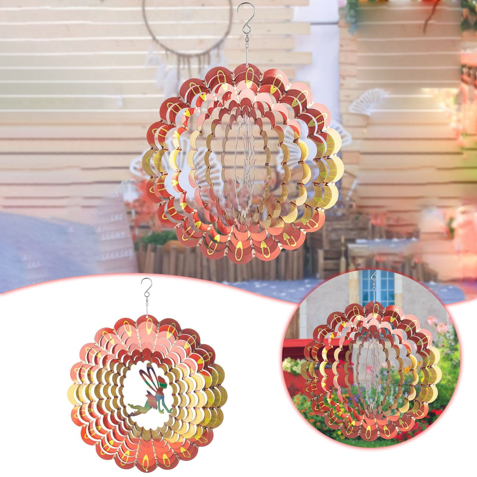 Wind 12in 3D Stainless Steel Loud Wind Chimes for outside Condolences