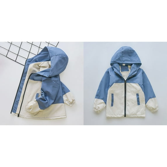 Wind Breaker Kids Boys Lined Thickened Windbreaker Jacket with Hood Zipper Hoodie Girls Lightweight Jacket Fall Coat Boys Clothes Size 5-6 Years