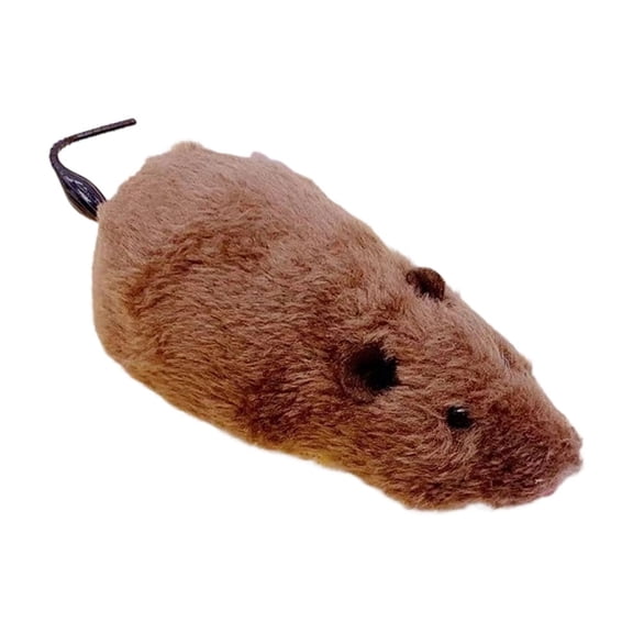 Wind Up Cat Toy Mouse, Mechanical Self-Moving Furry Mice with Long Tails, Interactive Chase & Pounce Toy for Indoor Cats, Boredom Busting Exercise Mice(Coffee)