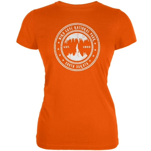 Wind Cave National Park Orange Juniors Soft T-Shirt - Small