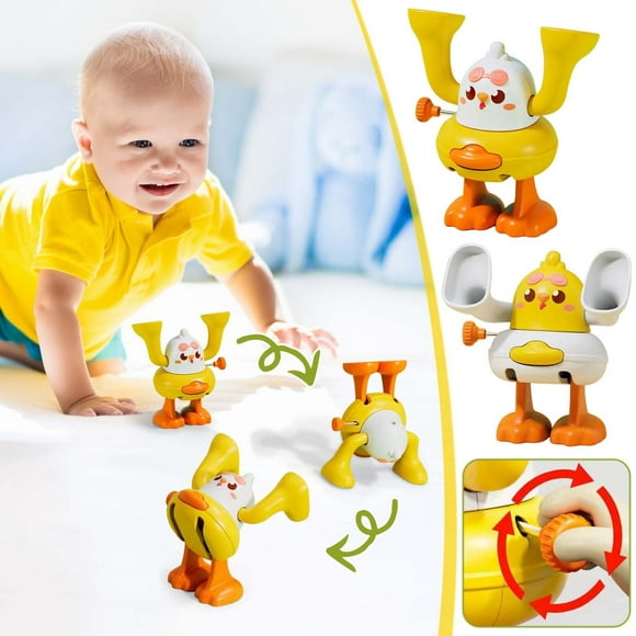 Wind Up Chicken Toy Flip Jumping Fun Novelty Fidget Toy For Babies Random White Or Yellow Plastic 3.35X3.15X3.54 Inches Sensory Play Desk Activity Gift