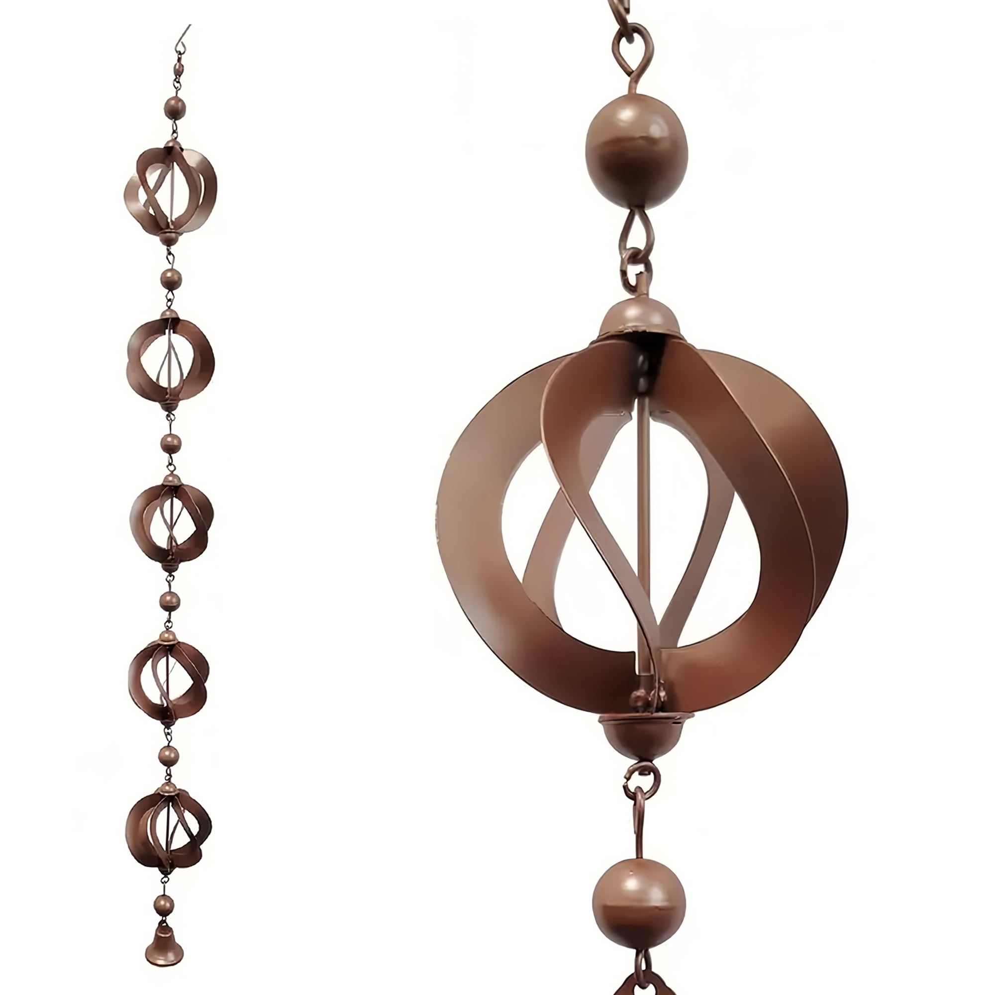 Wind Chime, 1 Piece Swivel Rain Chain Suspension, 42.52 lnches, Patio Outdoor Decor, Vintage Wind Chime with Bell