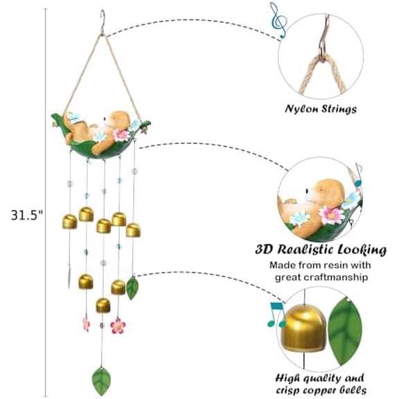 Wind Chime - 29" Wind Bell for Outside Resin Dog Decorative Metal Bronze Mobile Wind Chime Memorial Sympathy Gift for Home, Outdoor, Yard, Patio,Garden Decor