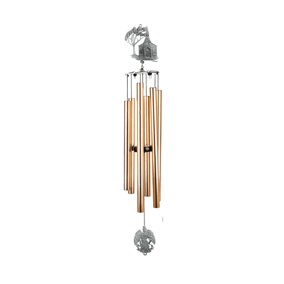 Wind Chime - 36 in Church/Angel - Gold Tube