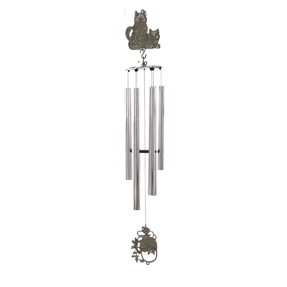 Wind Chime - 36in Cat - Silver Tube