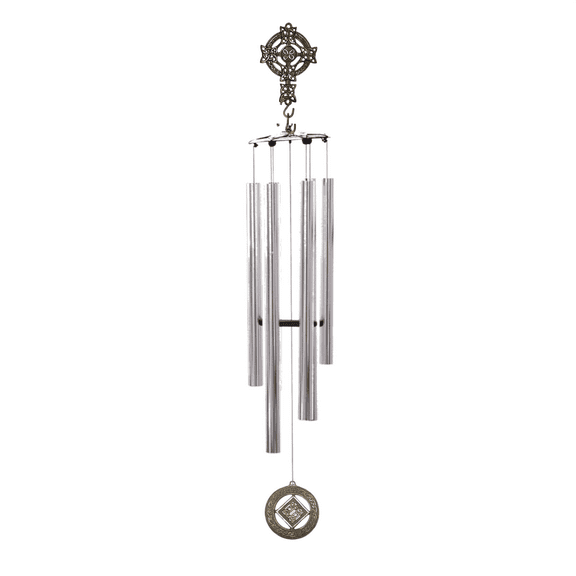Wind Chime - 36in Cross/Celtic - Silver Tube